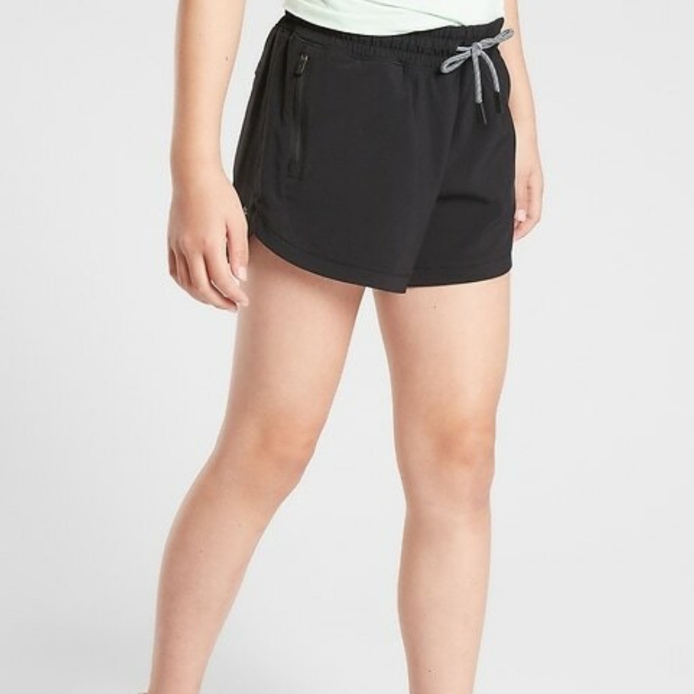 Athleta Black Athletic Shorts with Gray Drawstring